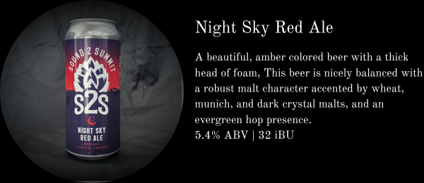 Cans of award winning Night Sky Red Ale available in Everett or Snohomish