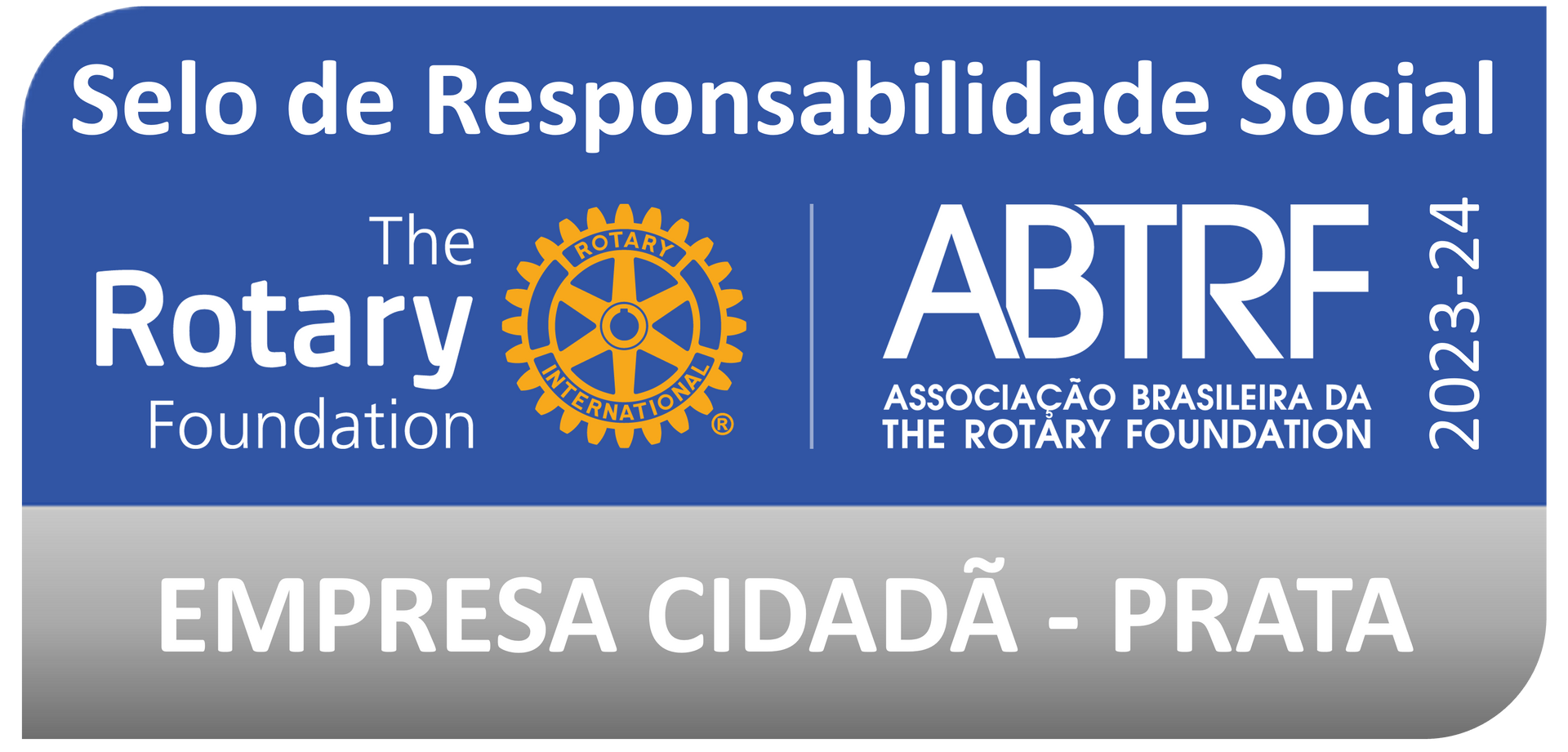 A logo for the rotary foundation says selo de responsabilidade social