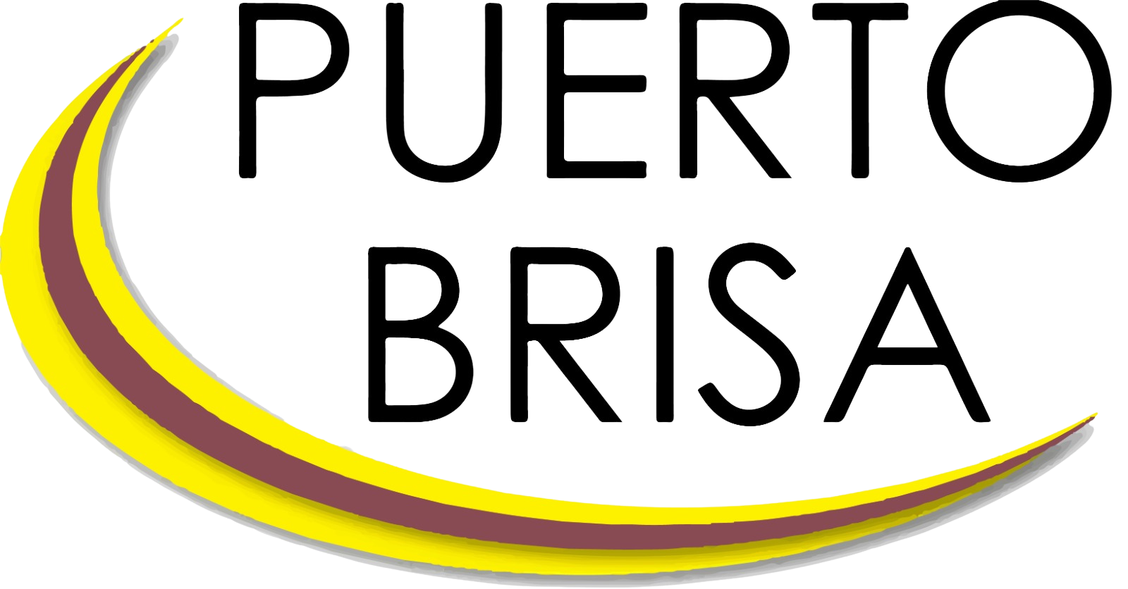Un logotipo para Puerto Brisa con un remolino amarillo y rojo.