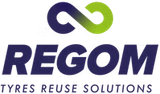 REGOM Tyres Reuse Solutions logo with blue and green infinity symbol