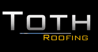 Custom Craft Roofing & Construction LLC TOTH Roofing logo: Silver lettering on black background,