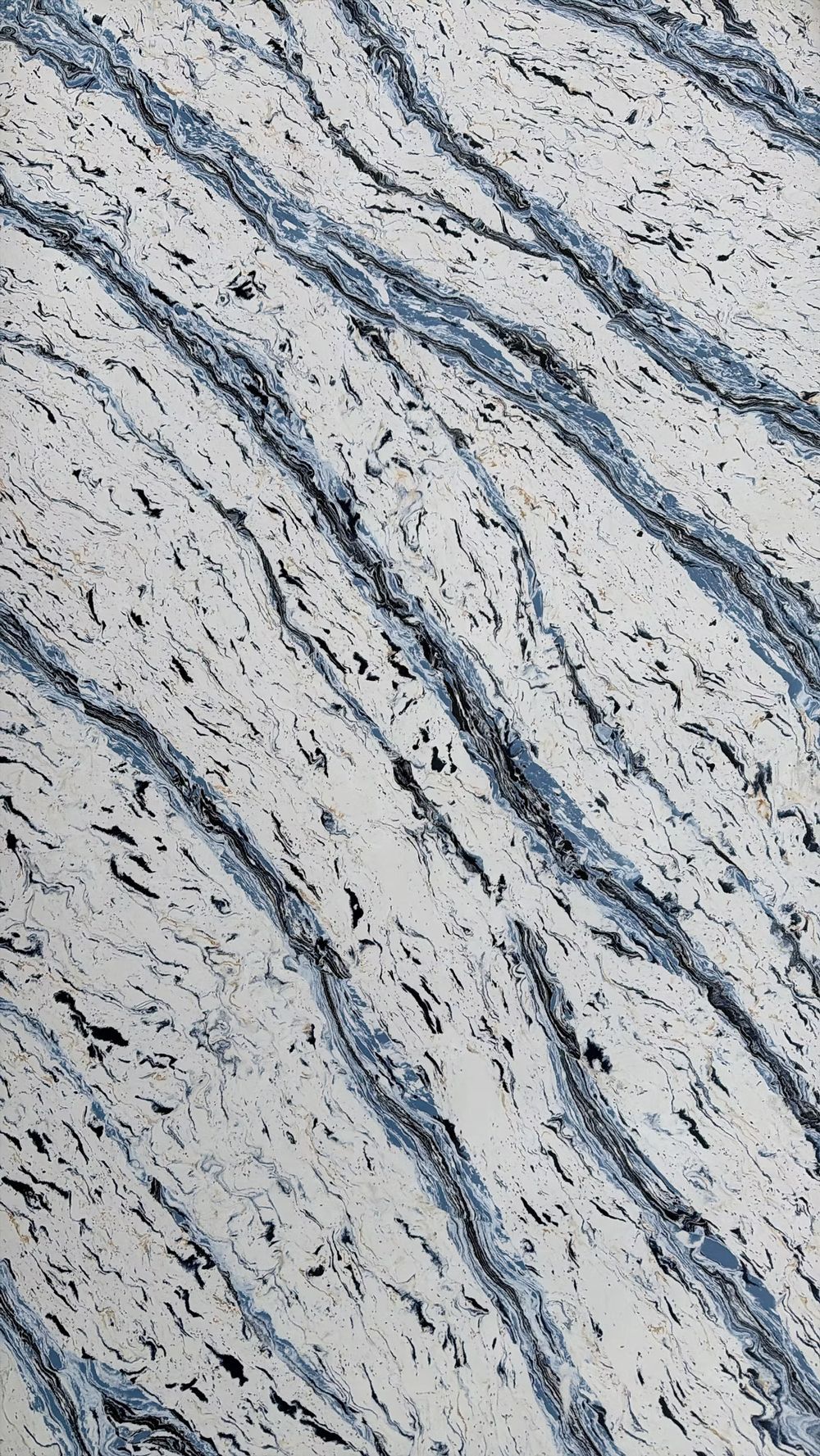 Light gray marble with dark blue diagonal veins