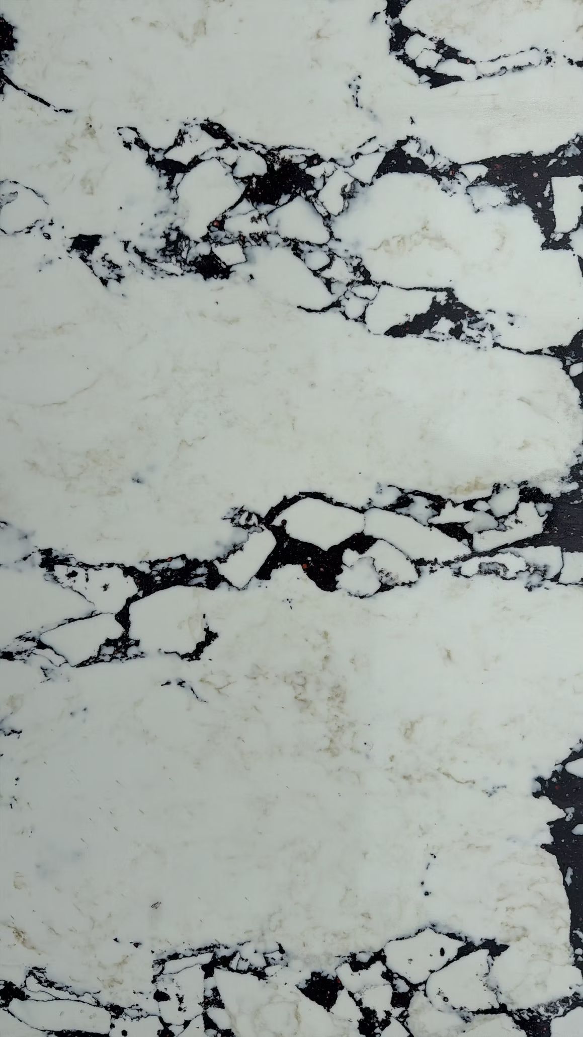 White marble surface with dark gray veining and cracks