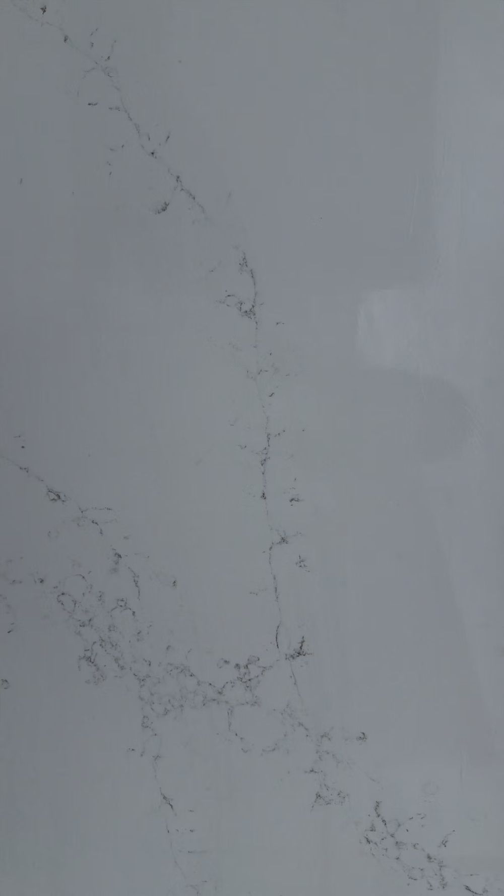 Light gray wall with faint cracks and scuff marks, showing minor surface damage.