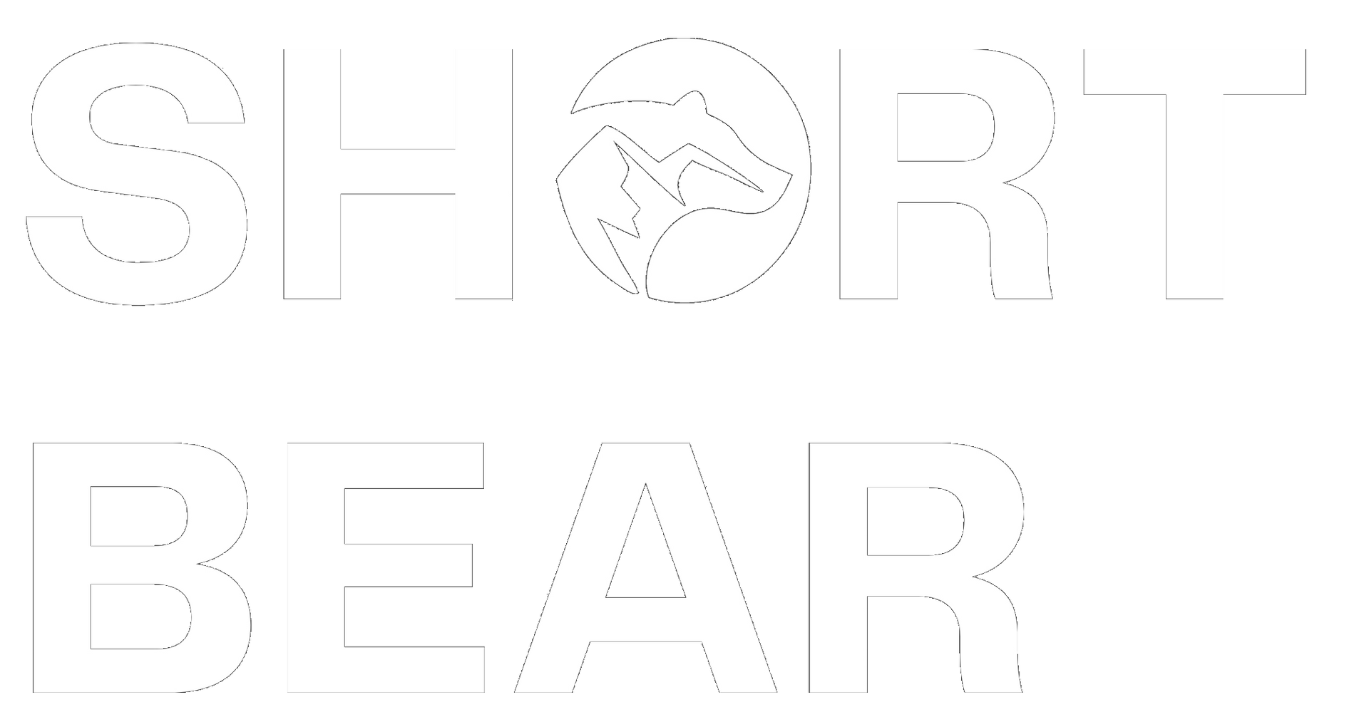 SHOR BEAR logo; Text with a mountain icon inside the 