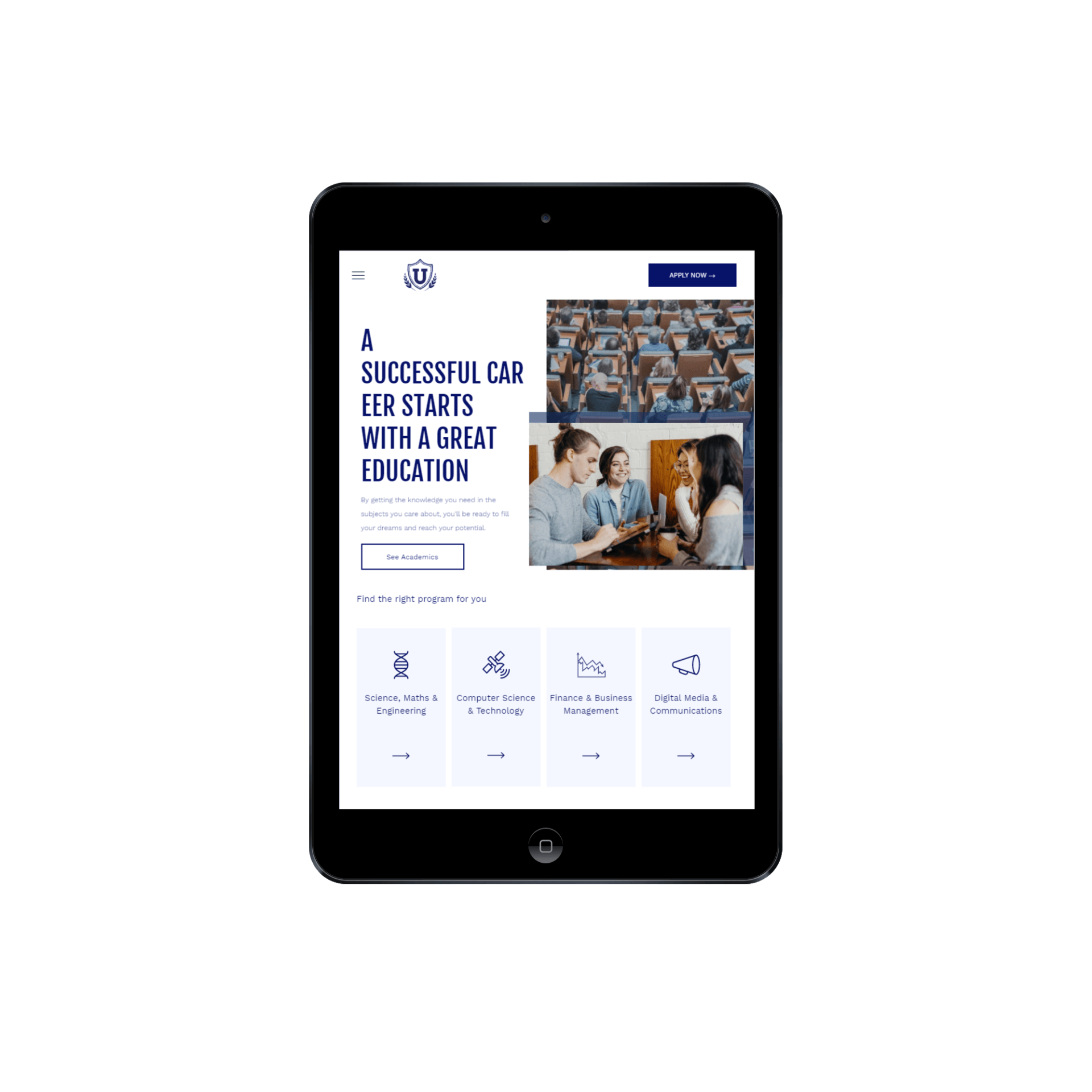 Academic Template Tablet/iPad View