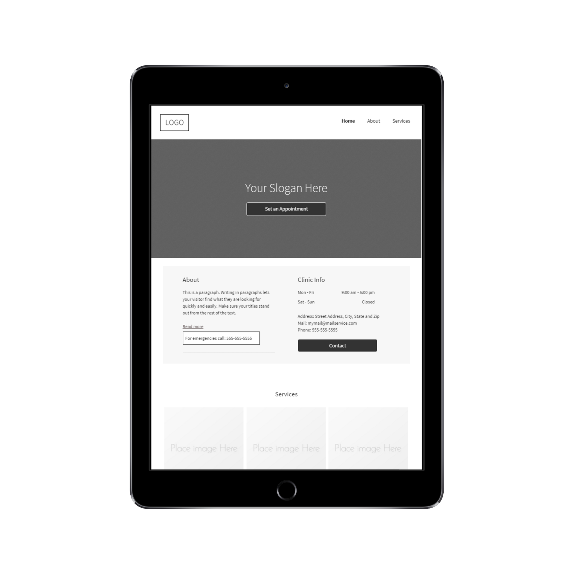 Blank Services Tablet/iPad View