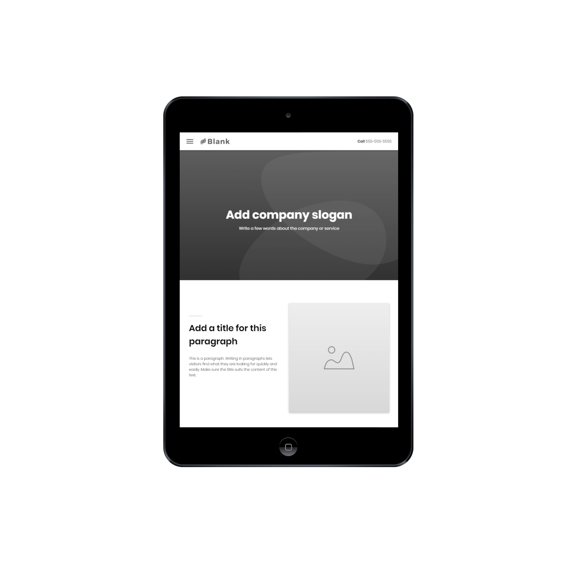 Blank Side Bar Tablet/iPad View