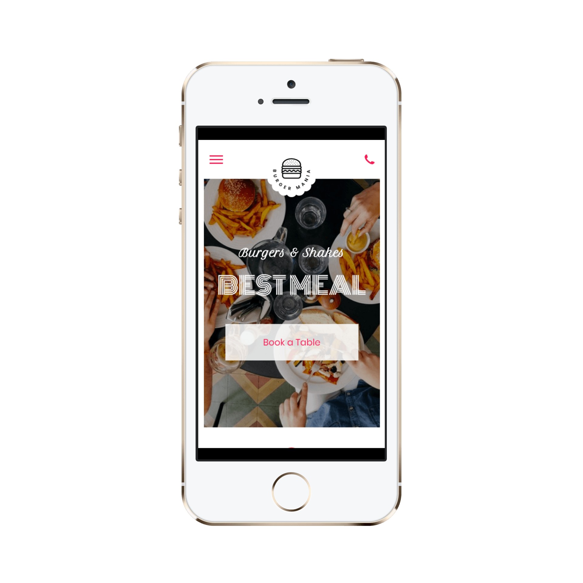 Burger Restaurant Mobile View