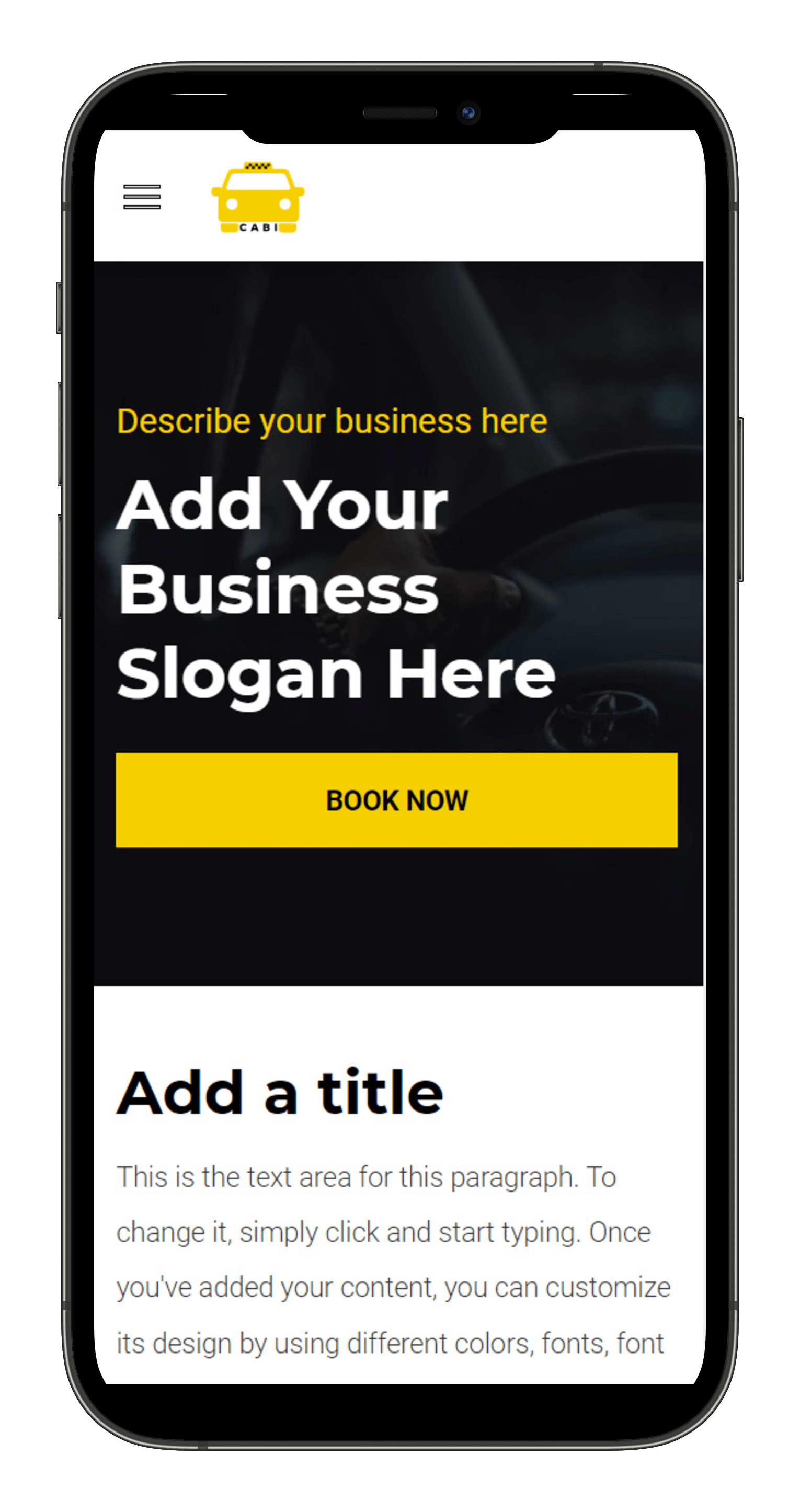 Cab Service Mobile View