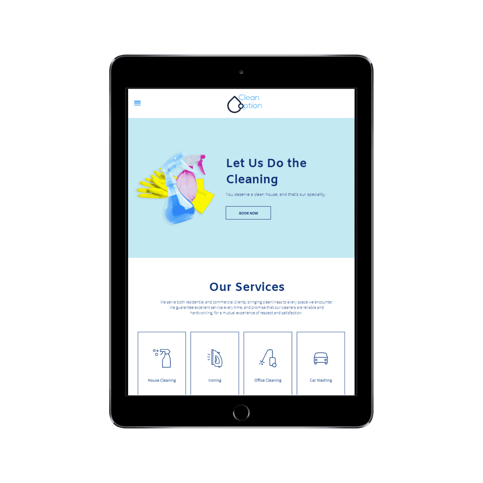 Cleaning Service Tablet/iPad View