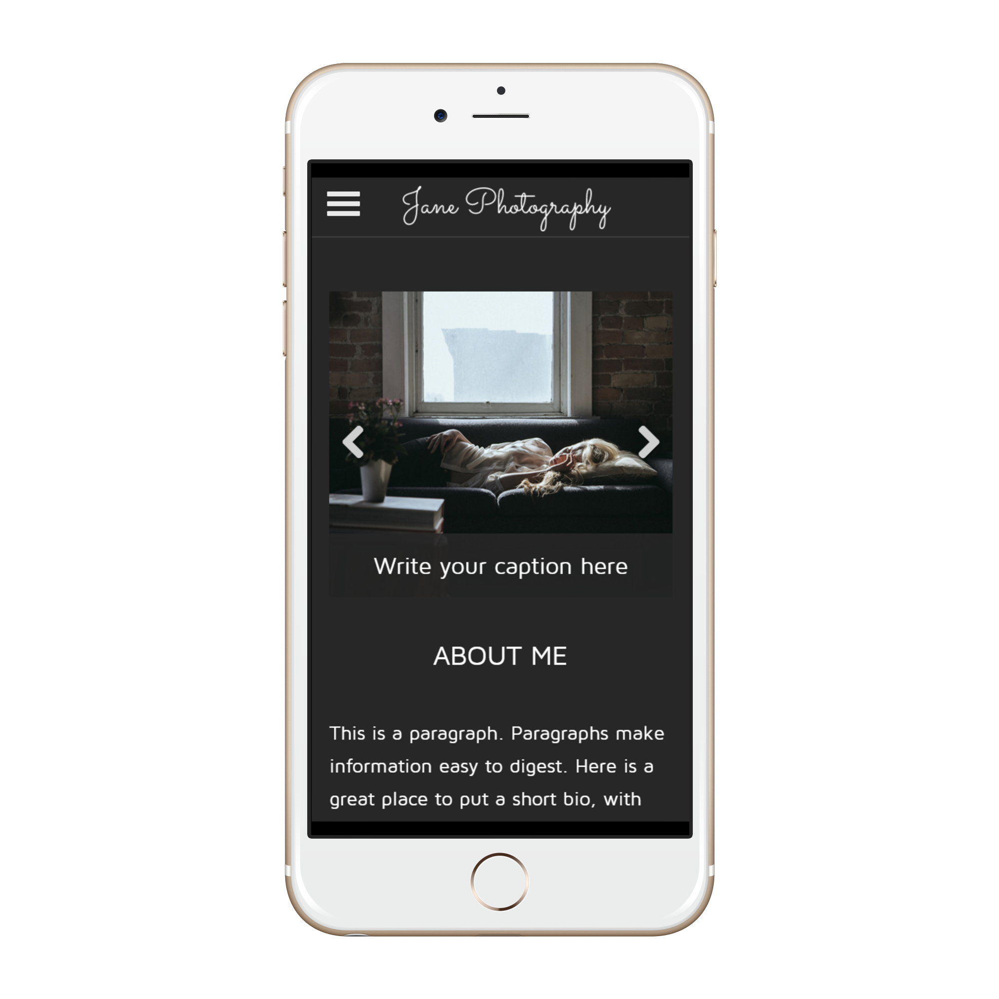 Jane Photography Mobile View