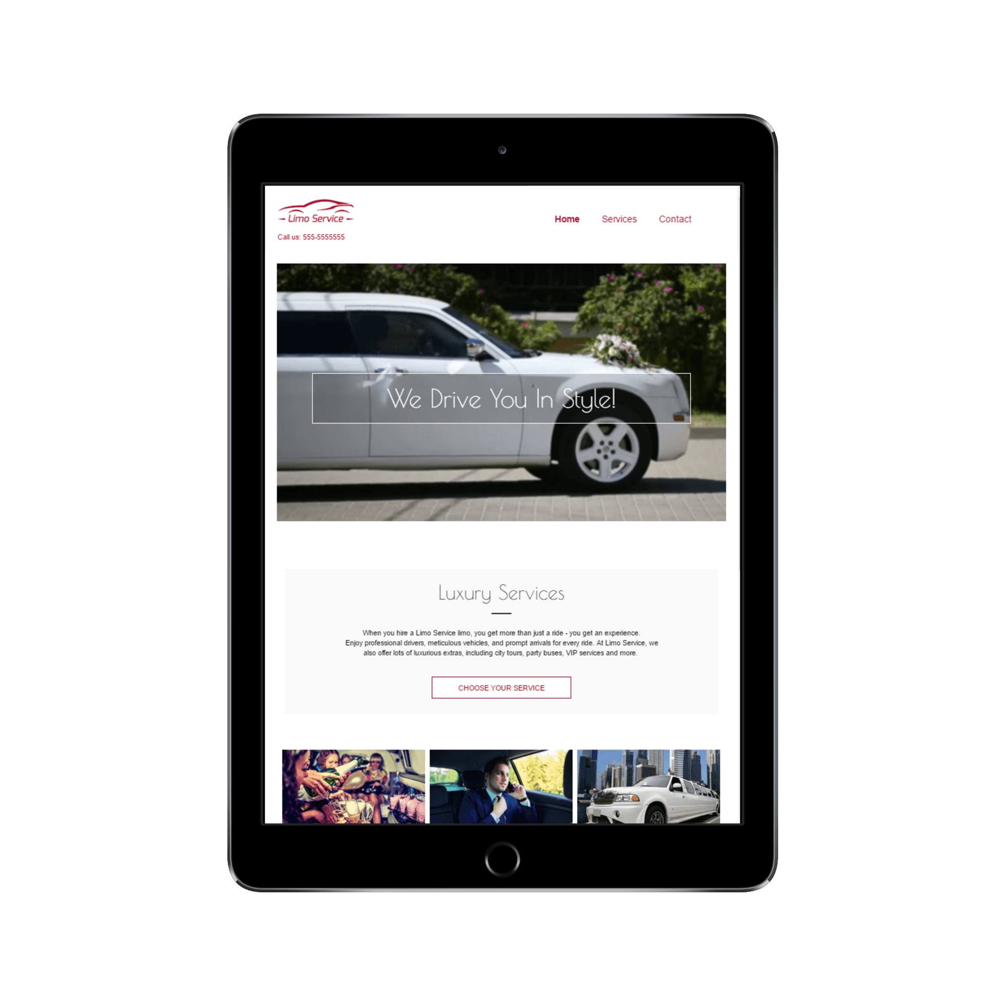 Limo Service Tablet/iPad View