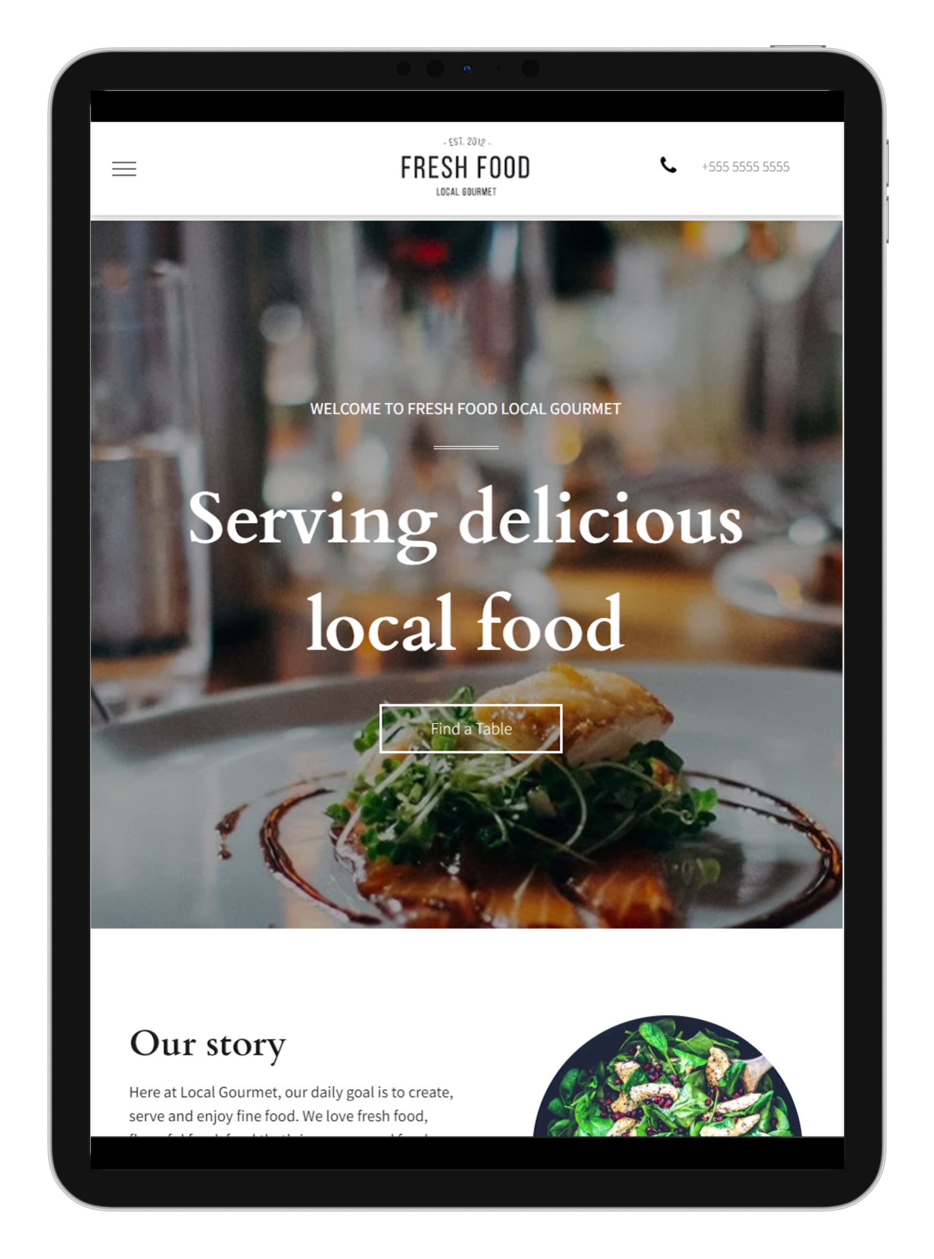 Local Restaurant Tablet/iPad View
