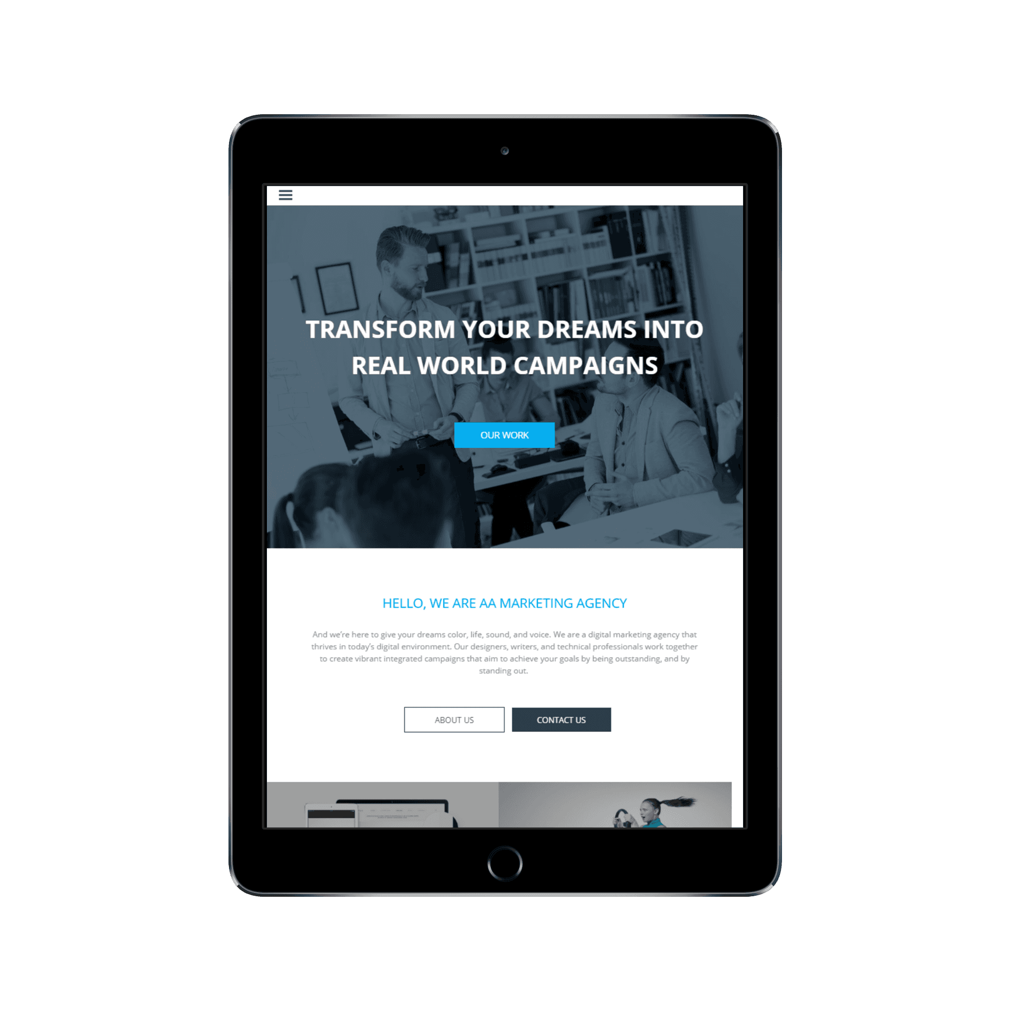 Marketing Agency Tablet/iPad View