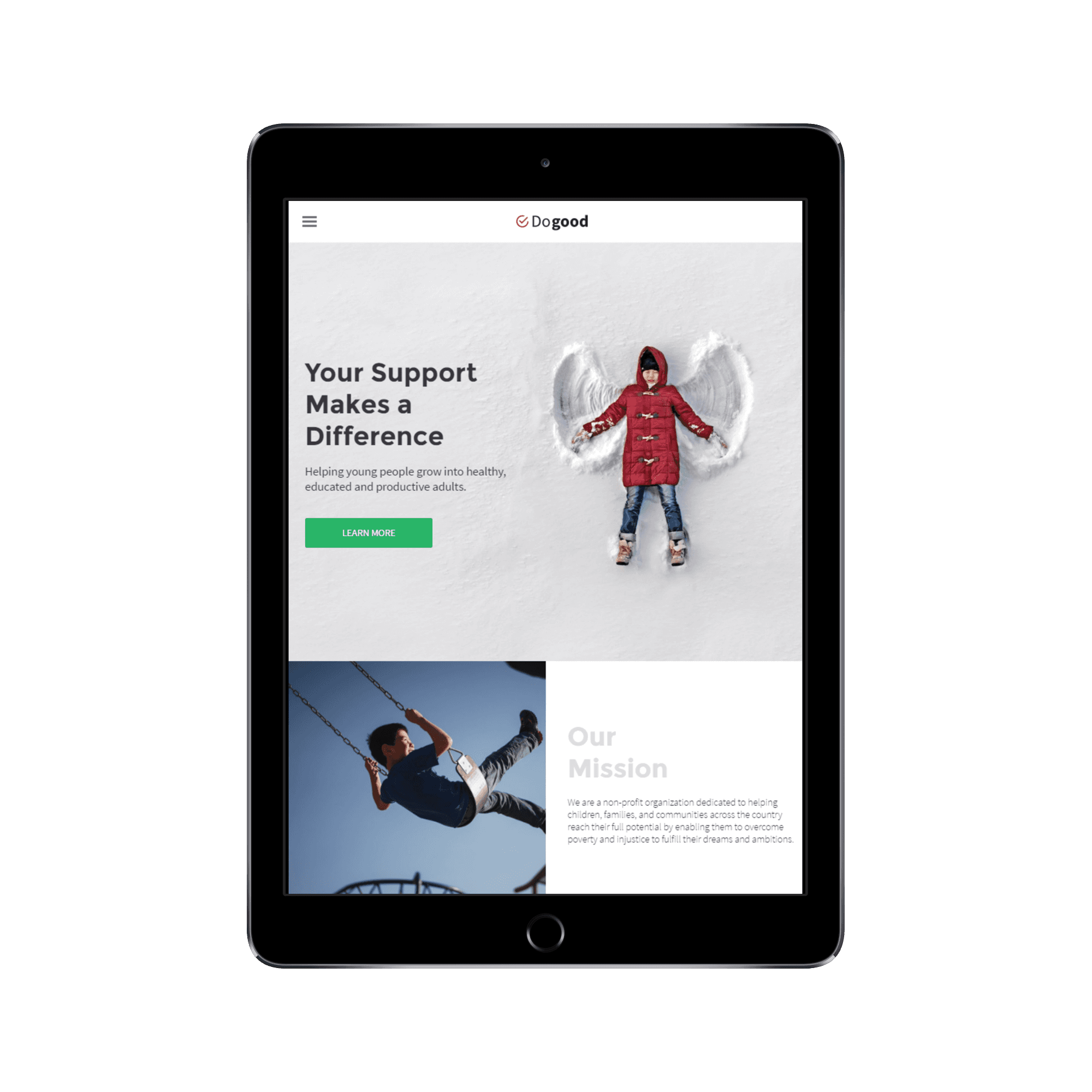 Non Profit Foundation Tablet/iPad View