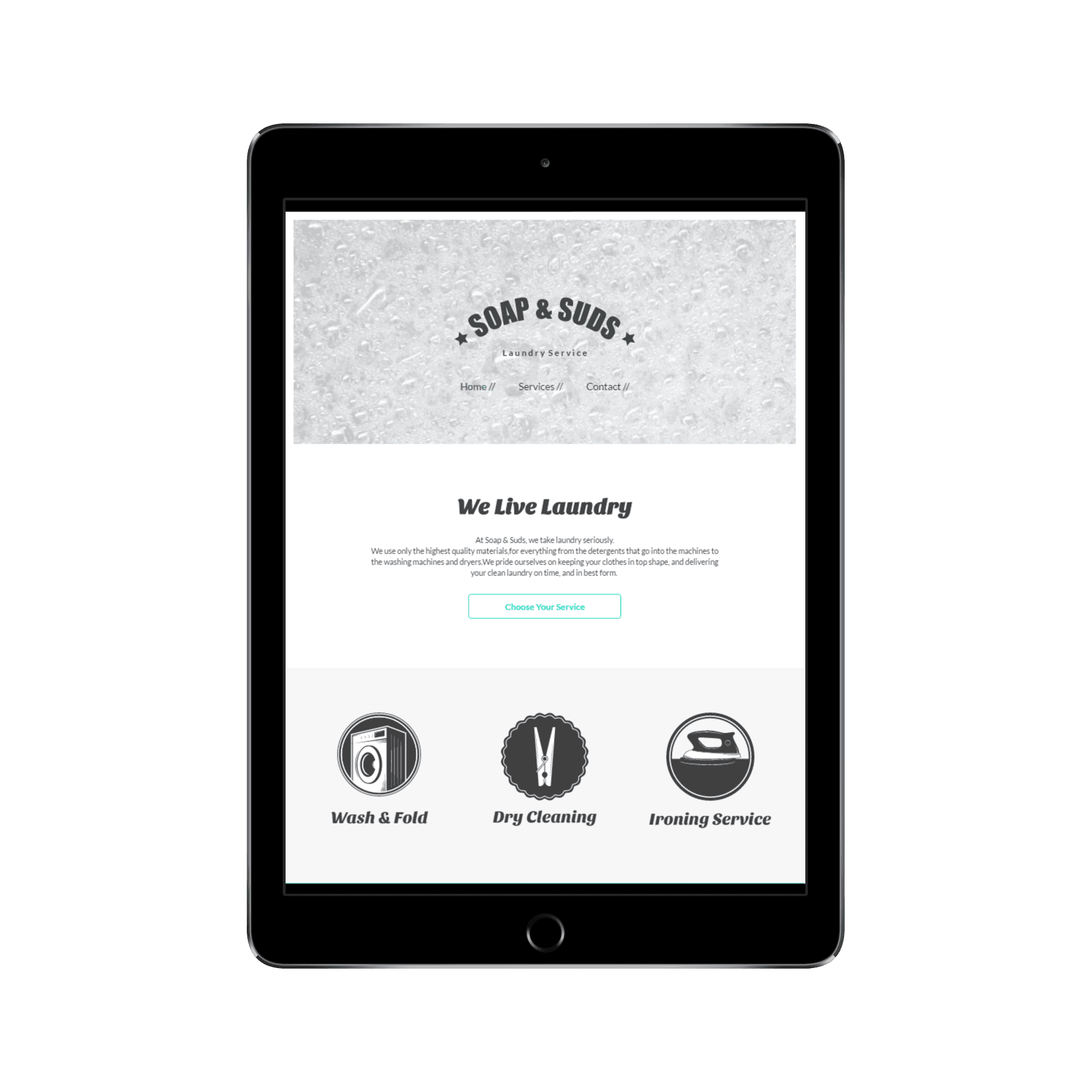 Soap & Suds Tablet/iPad View