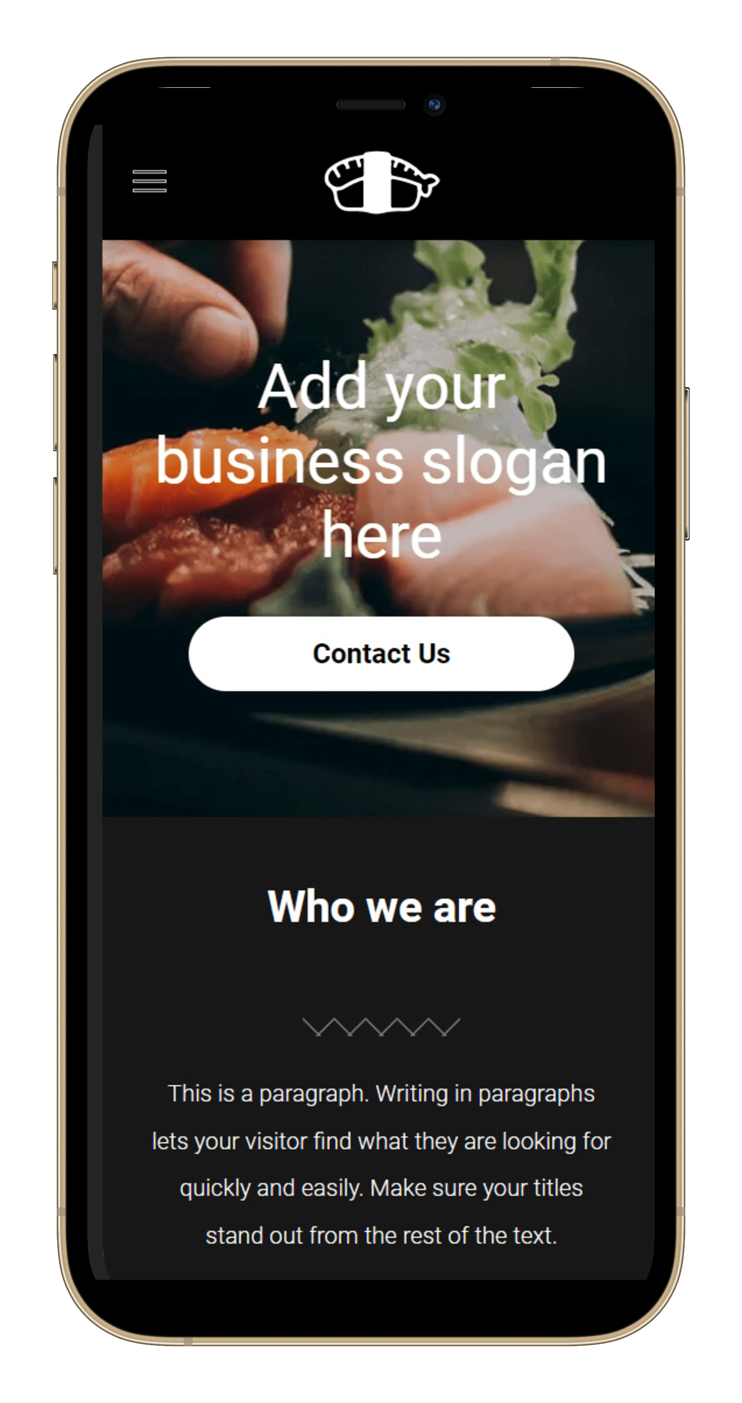 Sushi Restaurant Mobile View