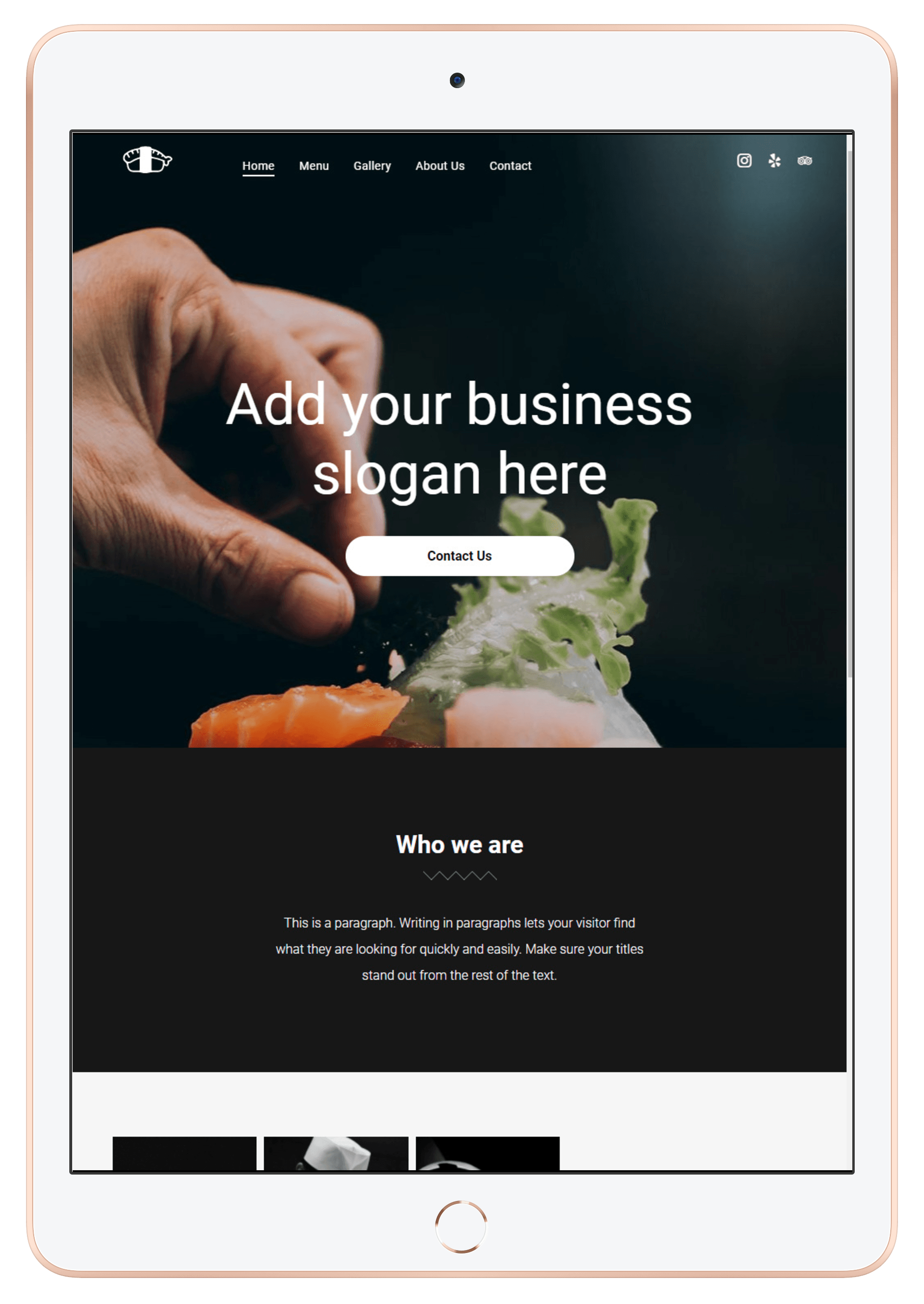 Sushi Restaurant Tablet/iPad View