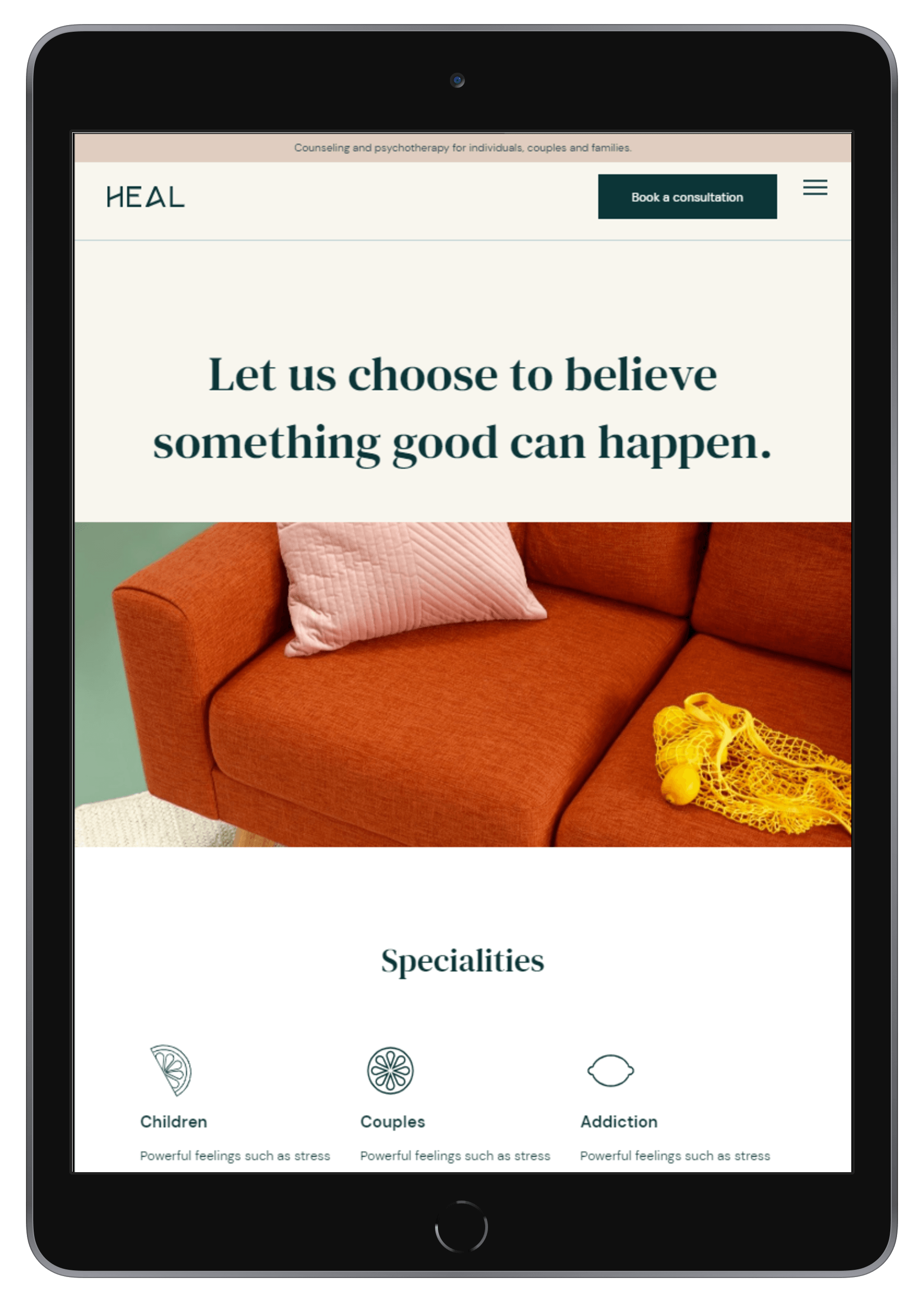 Therapist Tablet/iPad View