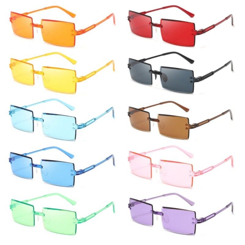 Rimless Rectangle Retro Sunglasses