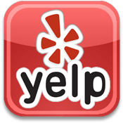 A red yelp app icon with a red star