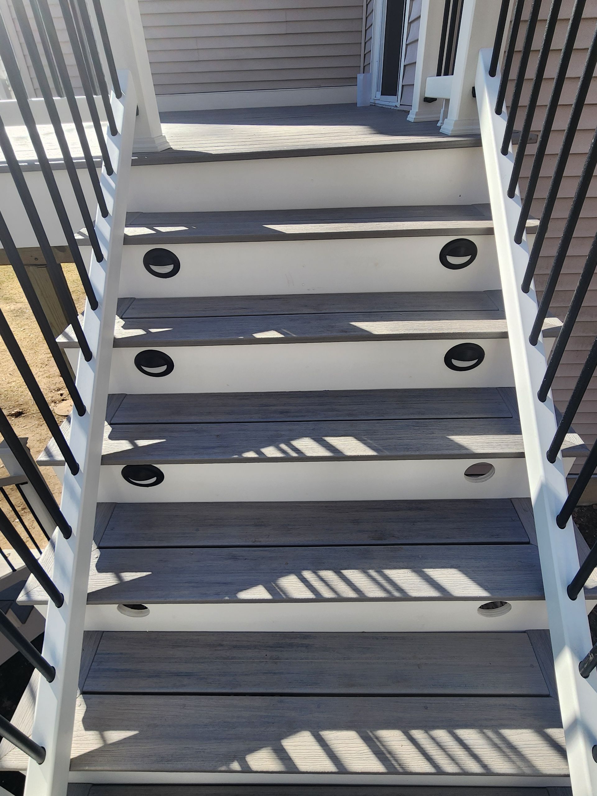 Deck stairs with lights