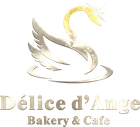 Gold swan logo with &ldquo;D&eacute;lice d&rsquo;Ange Bakery & Cafe&rdquo; text on a white background