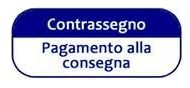Blue and white button with Italian text: 