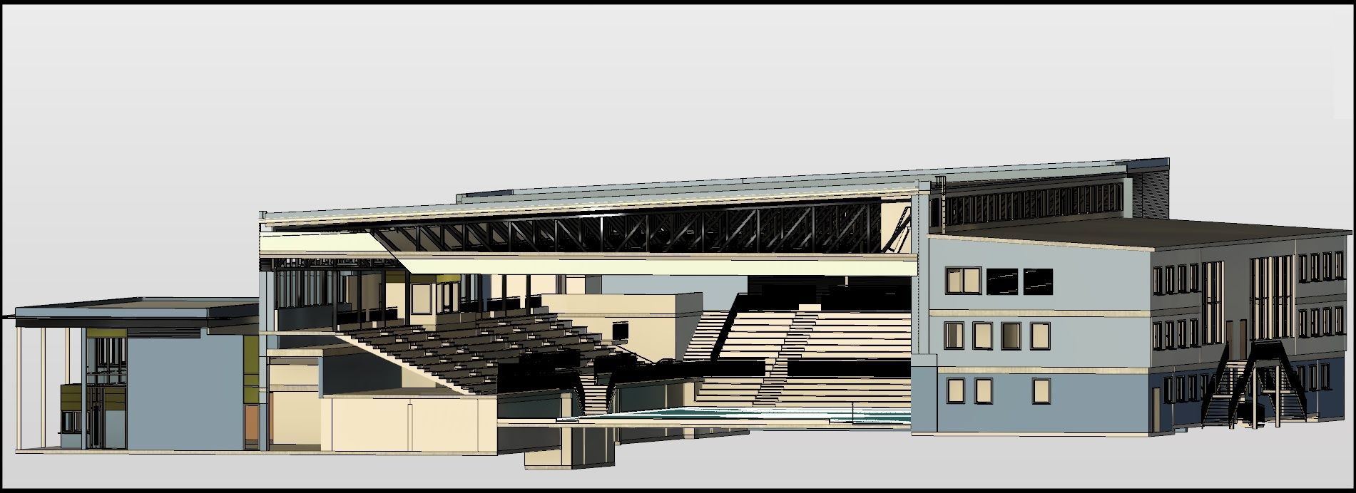 3D-Modell Tribüne mit Spielfeld Werner-Aßmann-Halle in Eisenach