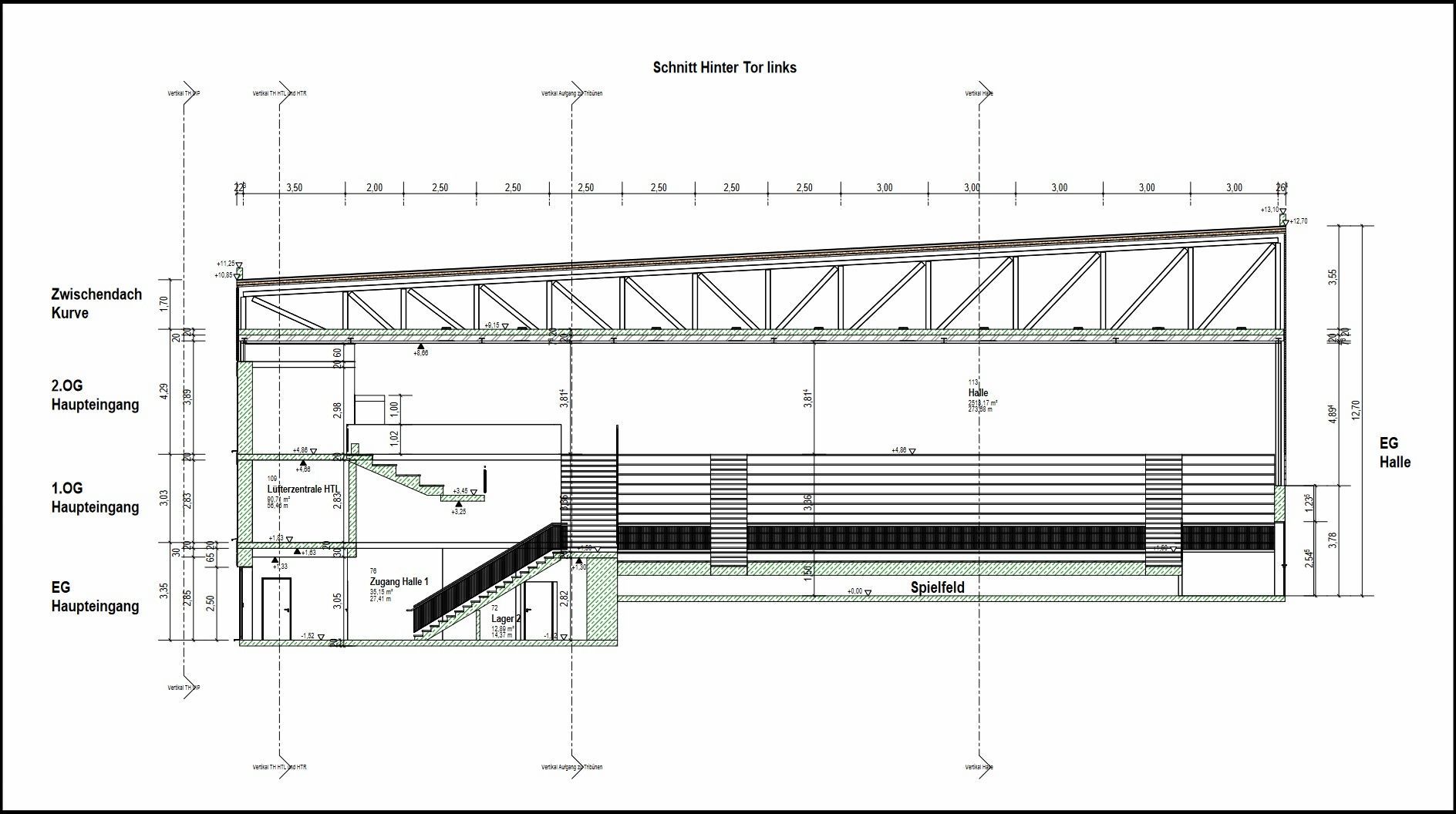 Vertikalschnitt Werner-Aßmann-Halle in Eisenach
