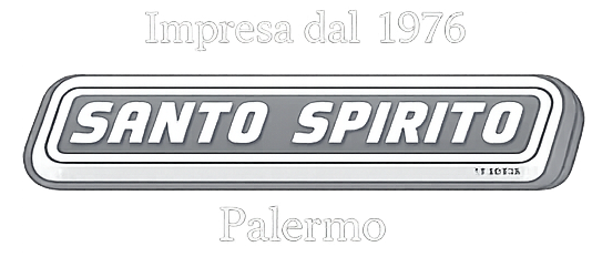 Logo per Santo Spirito, Palermo, azienda fondata nel 1976. Testo in una cornice grigia.