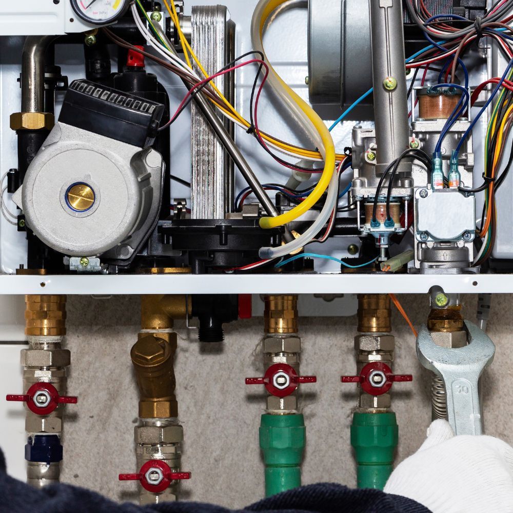 HVAC tech working in house
