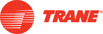 a red and white trane logo on a white background