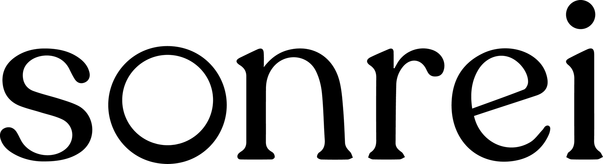 Black lowercase word “sonrei” in a serif font on a white background