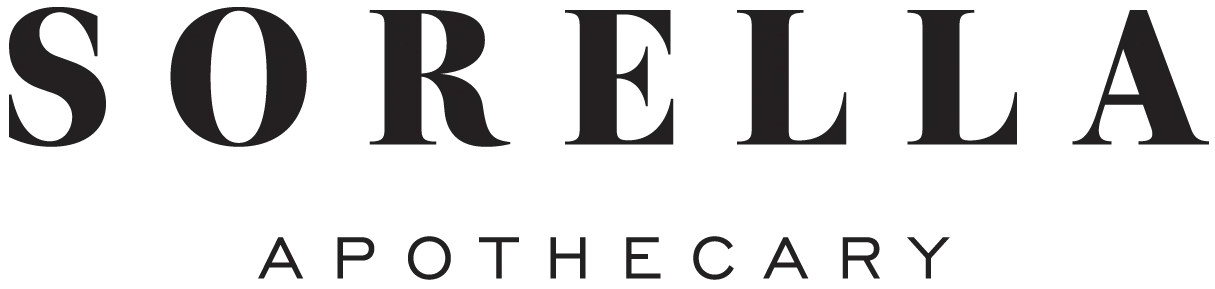 SORELLA Apothecary logo in black serif text with spaced lettering on a white background