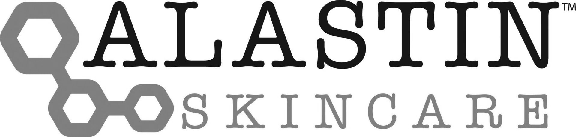 Alastin Skincare logo in gray and black with hexagon icon and brand name