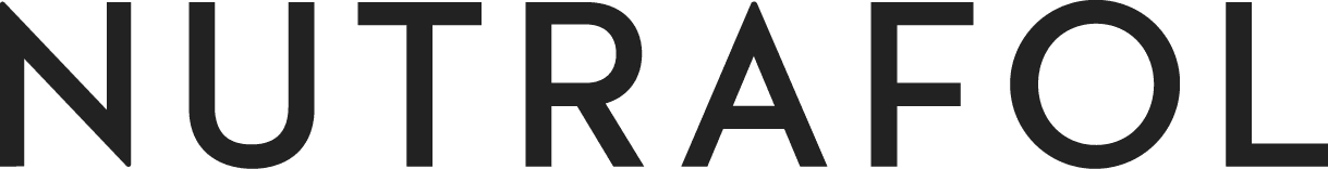 Nutrafol logo in black uppercase text on a white background