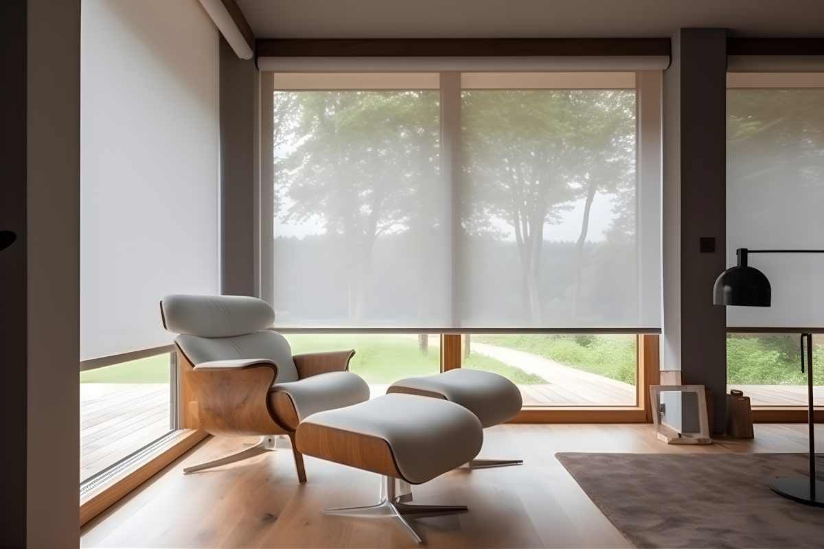 Modern roller shades hanging in a beautiful home near Glendora, California (CA)