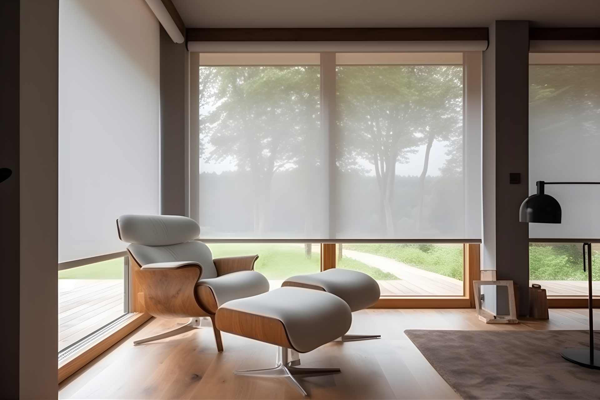 Modern roller shades hanging in a beautiful home near Glendora, California (CA)