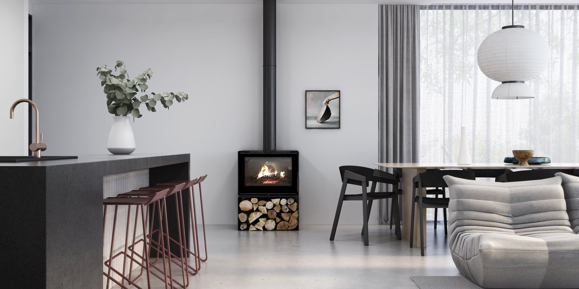 European wood fireplace with 5 / 15 year warranty