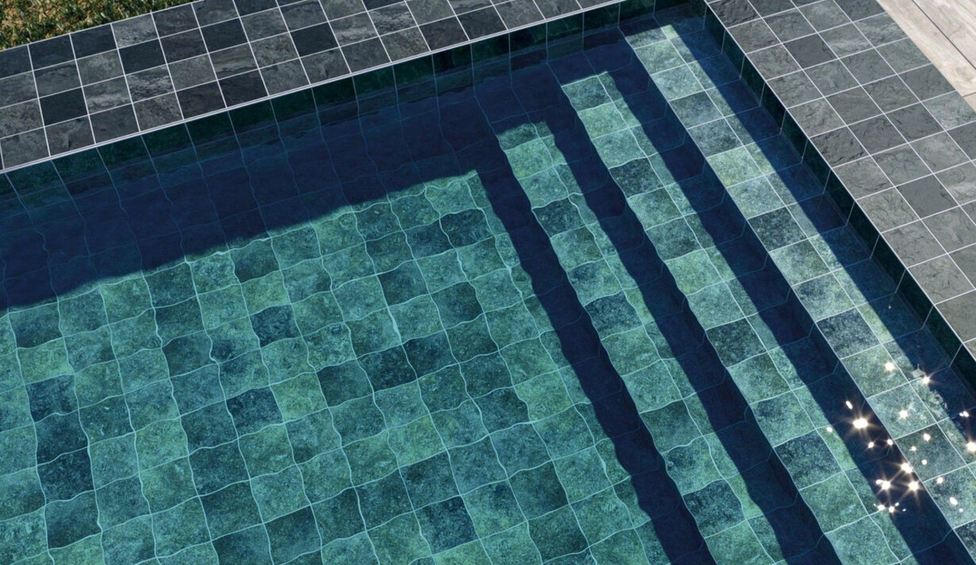Pool Tiling with Bali see display in Noosa Tiles Showroom