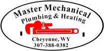 A logo for Master Mechanical, Inc. plumbing and heating