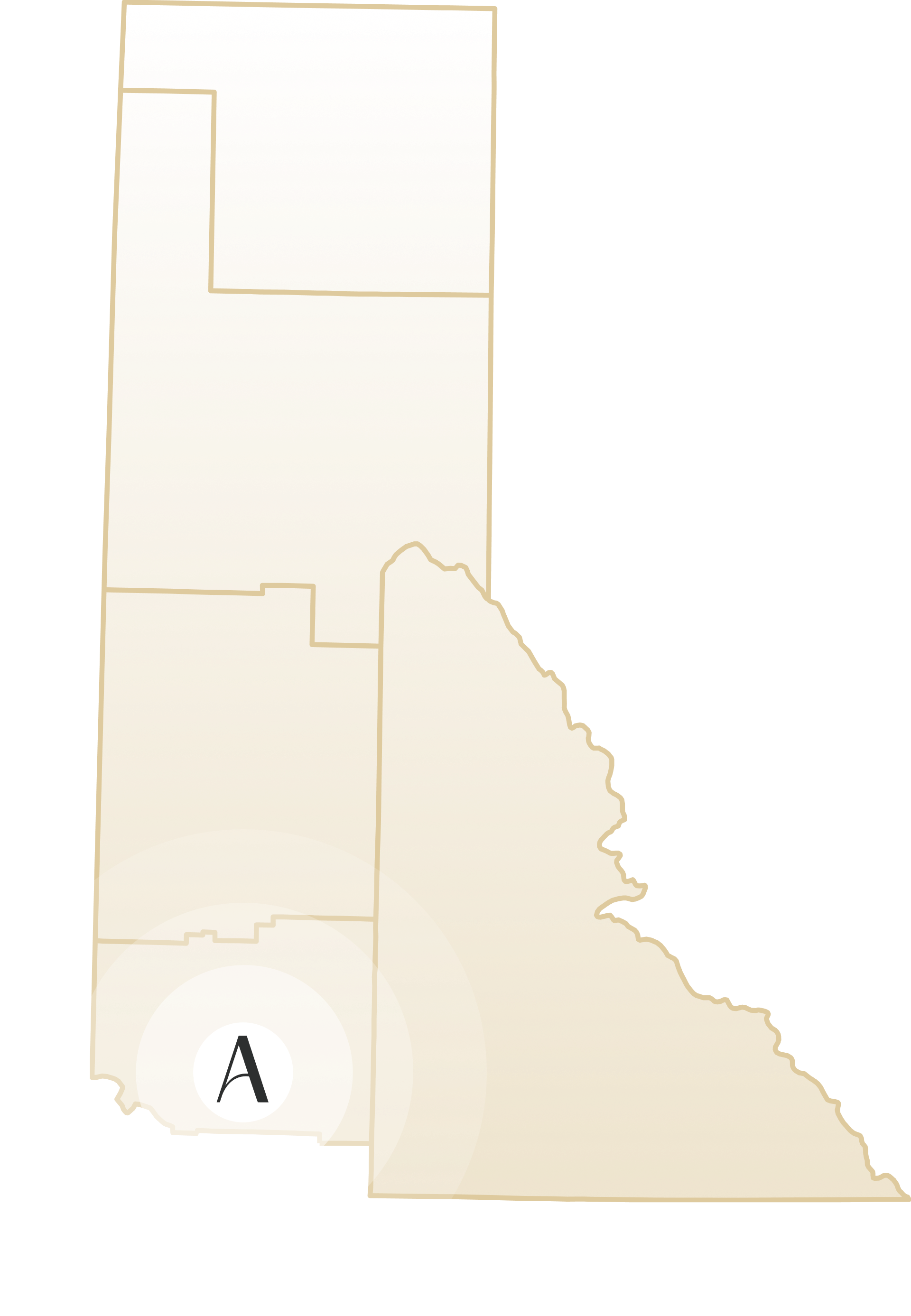 Outline map of Alaska with faint county borders and a large “A” marker in the southwest.