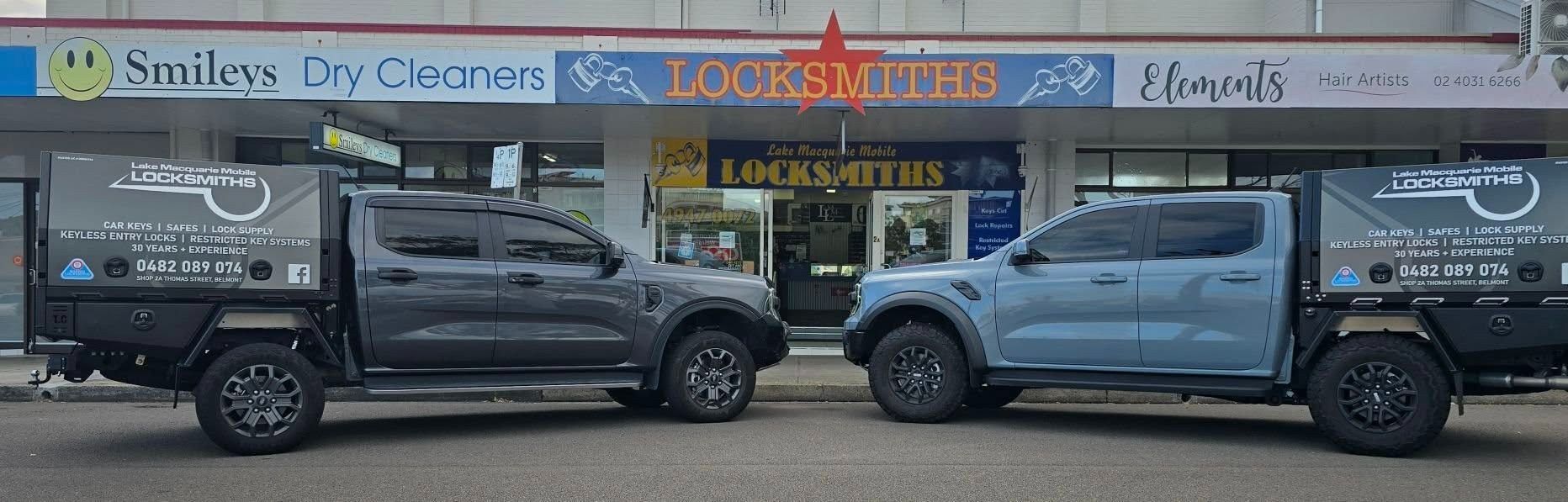 Locksmith Shopfront with Two Pickups in Lake Macquarie