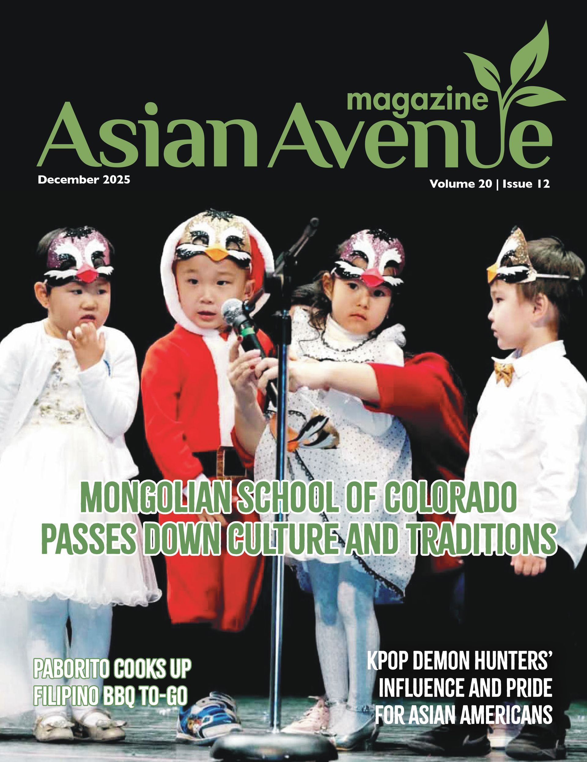 Asian Avenue magazine cover: children in costumes performing on stage.