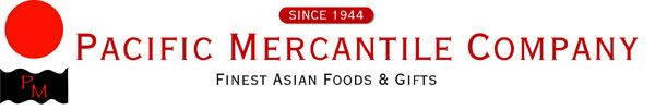 Pacific Mercantile Company logo with red circle and black text, "Finest Asian Foods & Gifts" tagline