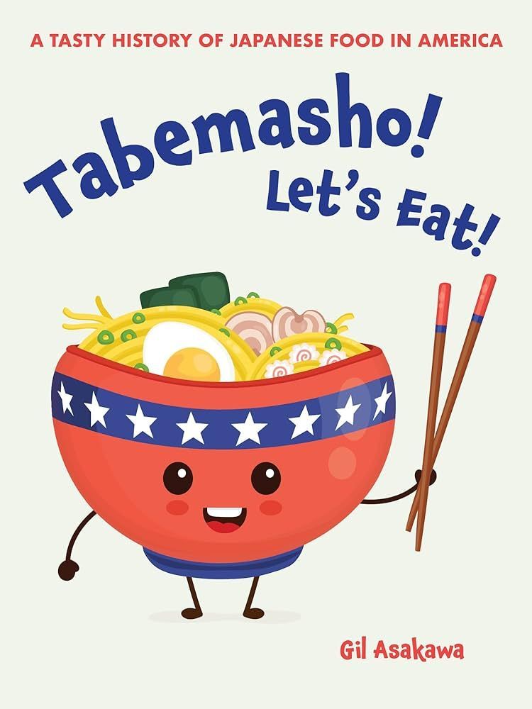 Book cover: Animated bowl of ramen with American flag design holding chopsticks. Title: