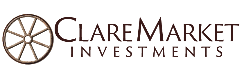 The logo for clare market investments has a wheel on it