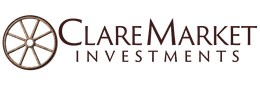 The logo for clare market investments has a wheel on it